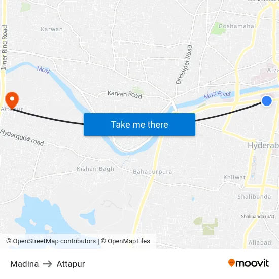 Madina to Attapur map
