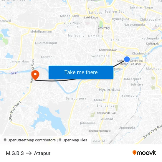 M.G.B.S to Attapur map