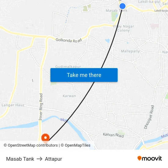 Masab Tank to Attapur map