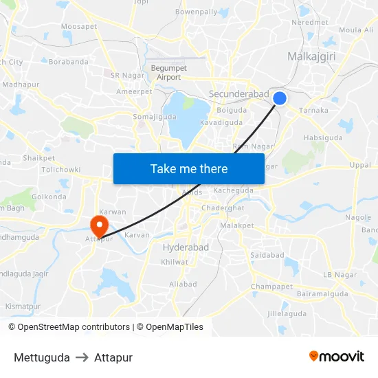 Mettuguda to Attapur map