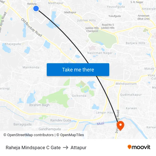 Raheja Mindspace C Gate to Attapur map
