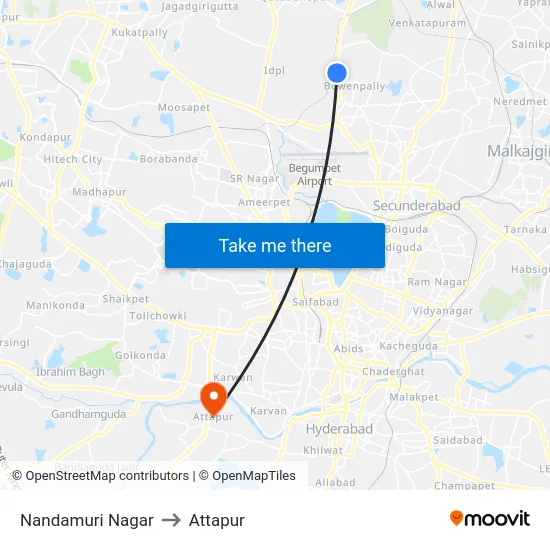 Nandamuri Nagar to Attapur map