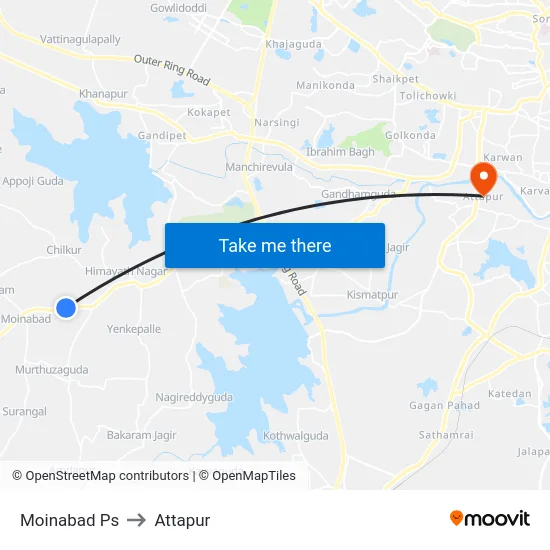 Moinabad Ps to Attapur map