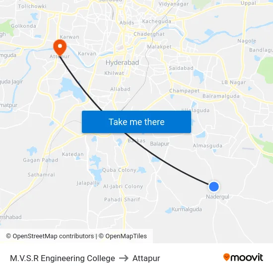 M.V.S.R Engineering College to Attapur map