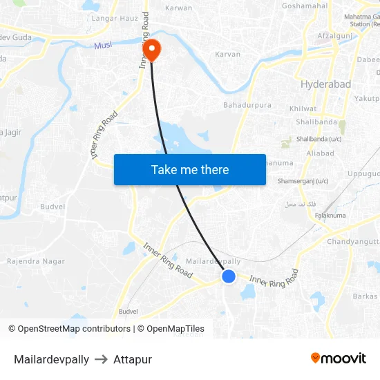 Mailardevpally to Attapur map