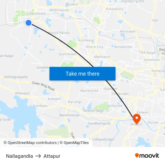 Nallagandla to Attapur map