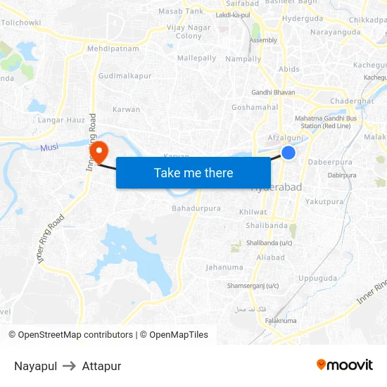 Nayapul to Attapur map