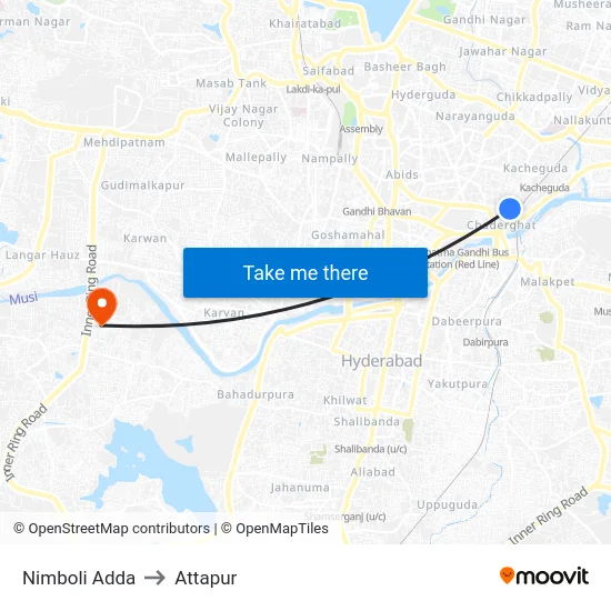 Nimboli Adda to Attapur map