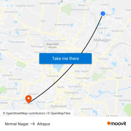 Nirmal Nagar to Attapur map