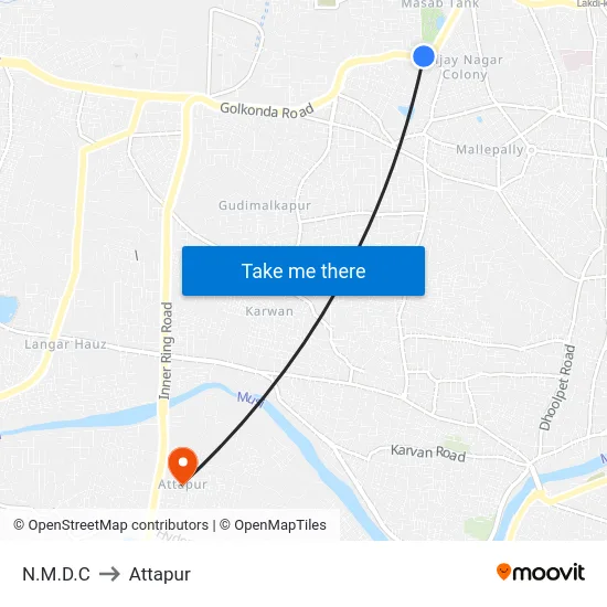 N.M.D.C to Attapur map