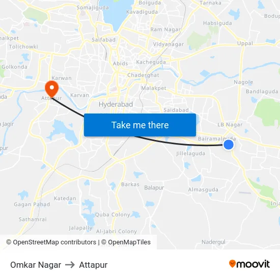 Omkar Nagar to Attapur map