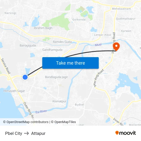 Pbel City to Attapur map