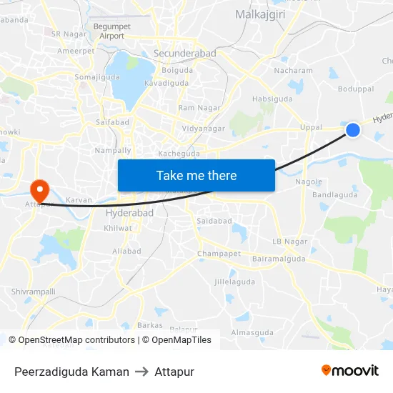 Peerzadiguda Kaman to Attapur map