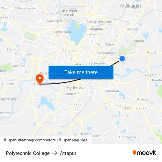 Polytechnic College to Attapur map