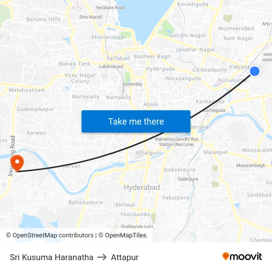Sri Kusuma Haranatha to Attapur map