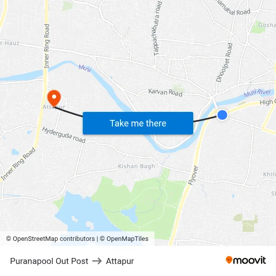 Puranapool Out Post to Attapur map