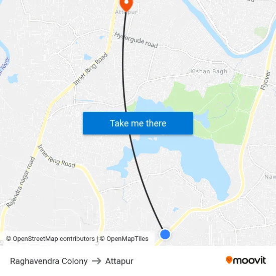 Raghavendra Colony to Attapur map