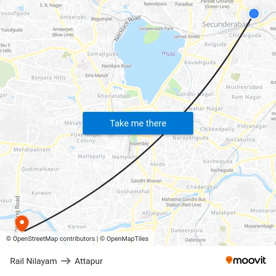 Rail Nilayam to Attapur map