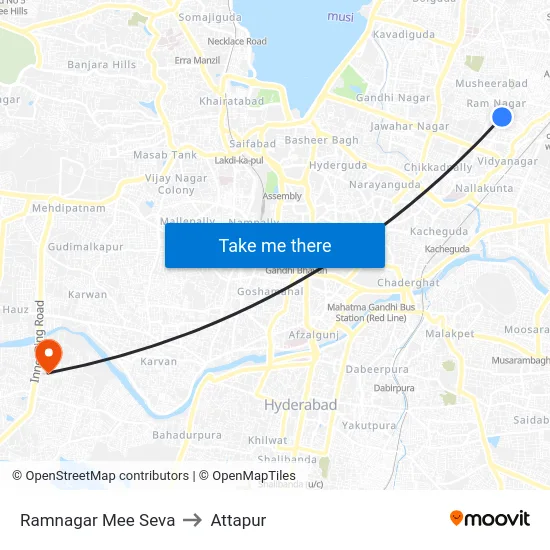 Ramnagar Mee Seva to Attapur map
