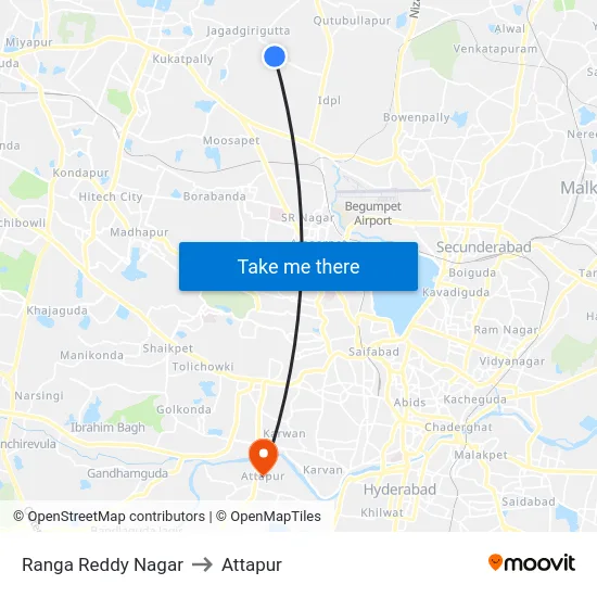 Ranga Reddy Nagar to Attapur map