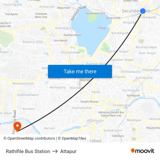 Rathifile Bus Station to Attapur map