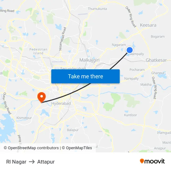 Rl Nagar to Attapur map