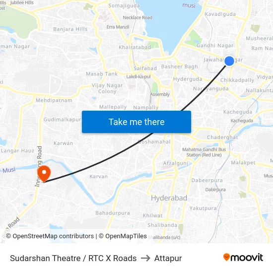 Sudarshan Theatre / RTC X Roads to Attapur map