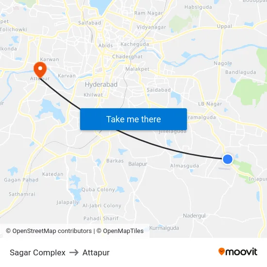 Sagar Complex to Attapur map