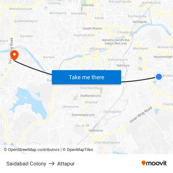 Saidabad Colony to Attapur map