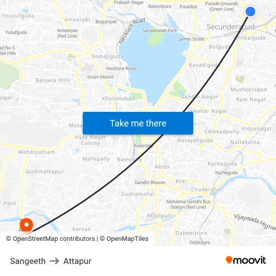 Sangeeth to Attapur map