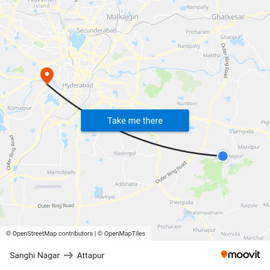 Sanghi Nagar to Attapur map