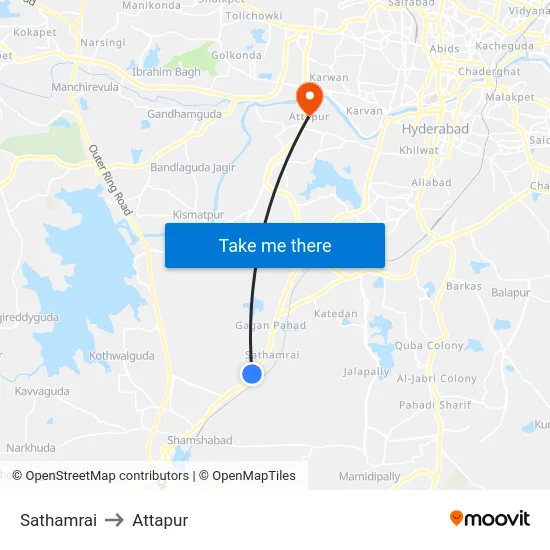 Sathamrai to Attapur map