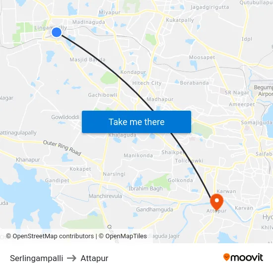 Serlingampalli to Attapur map