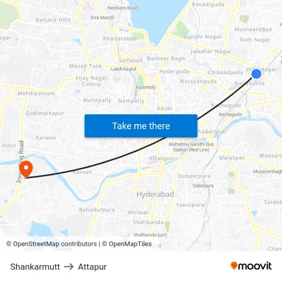 Shankarmutt to Attapur map