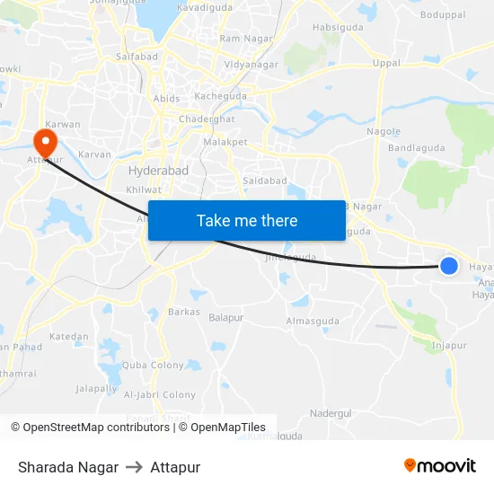 Sharada Nagar to Attapur map
