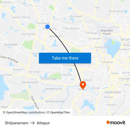 Shilparamam to Attapur map