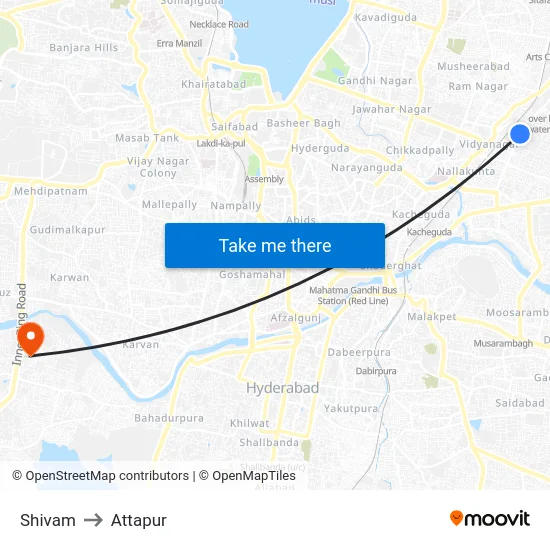 Shivam to Attapur map
