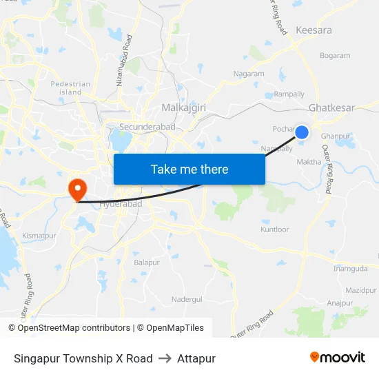 Singapur Township X Road to Attapur map
