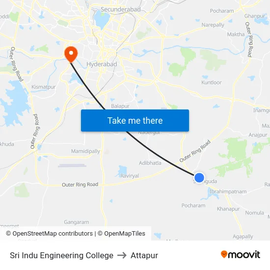 Sri Indu Engineering College to Attapur map