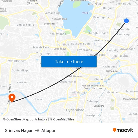 Srinivas Nagar to Attapur map