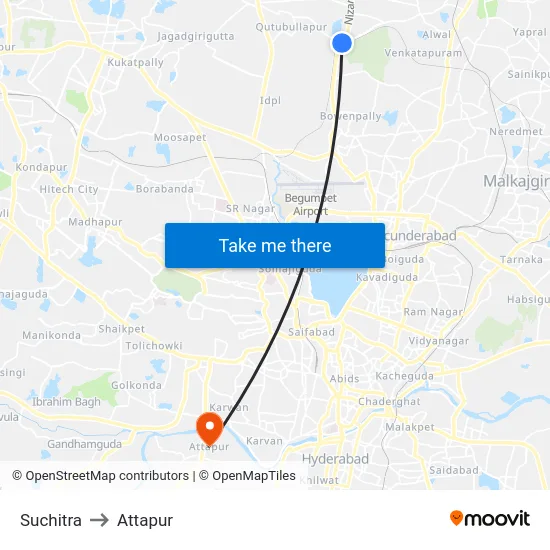 Suchitra to Attapur map