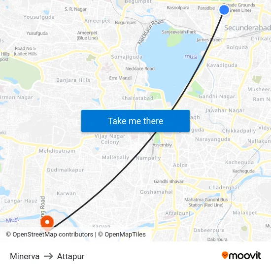 Minerva to Attapur map