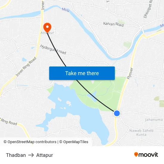 Thadban to Attapur map