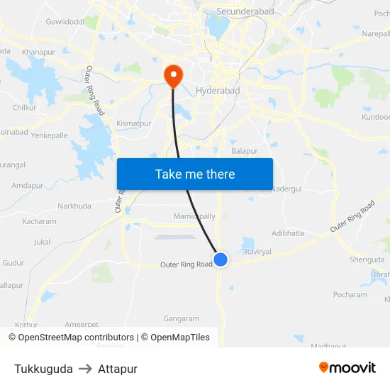 Tukkuguda to Attapur map