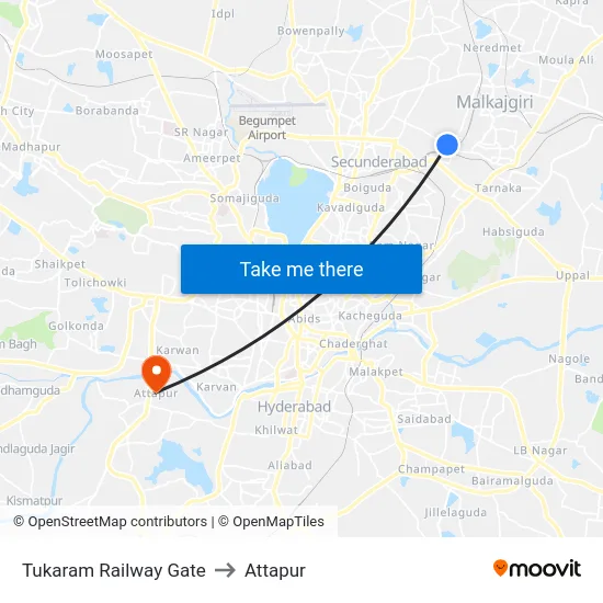Tukaram Railway Gate to Attapur map