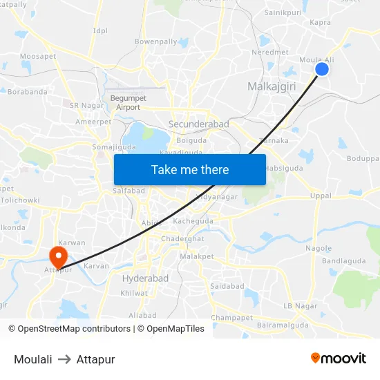 Moulali to Attapur map