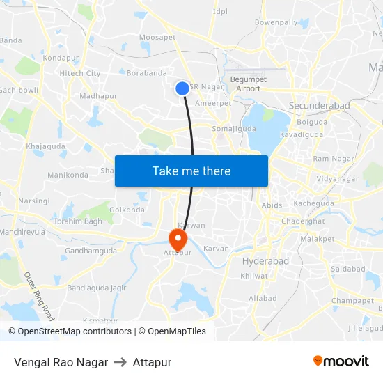 Vengal Rao Nagar to Attapur map