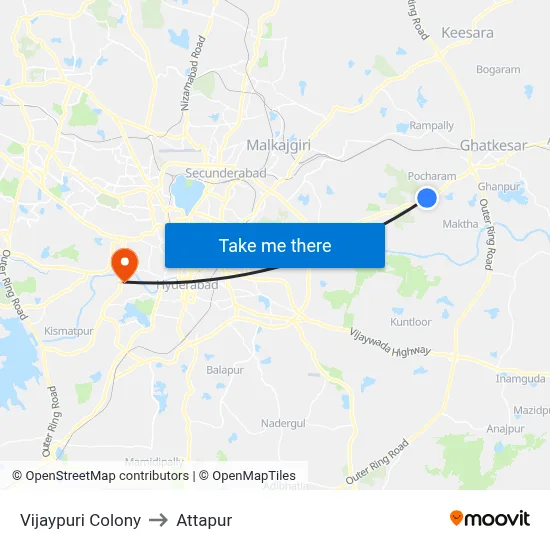 Vijaypuri Colony to Attapur map
