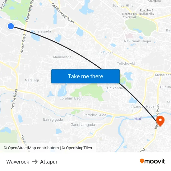 Waverock to Attapur map