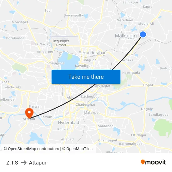 Z.T.S to Attapur map